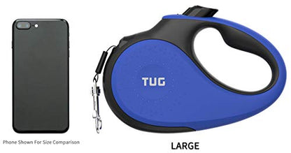 TUG 360° Tangle-Free Retractable Dog Leash with Anti-Slip Handle | 16 ft Strong Nylon Tape | One-Handed Brake, Pause, Lock (Large, Blue) - color: Blue, size: Large