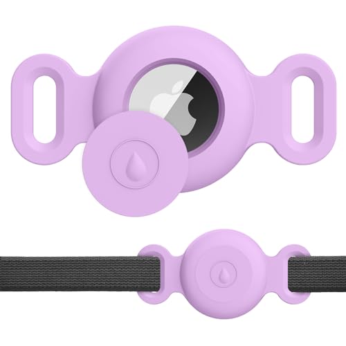 Meliya for AirTag Dog Cat Collar Holder Case, [1 Pack] Waterproof Dog Cat Collar Holder for AirTag 2nd & 1st Gen, Silicone Protective Air tag Holder for Pet Collar (Light Purple, Small) - color: Light Purple, size: Small for Cat