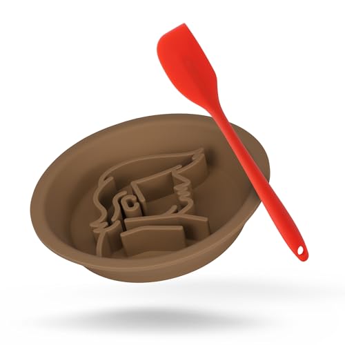 Dog Slow Feeder Brown Bowl Dog'nald Trump Design - 2026 Edition - Premium Food Grade Silicone - Interactive Slow Feeder & Lick Mat - Dishwasher Safe - Anti-Slip - Fun & Engaging Design for Dogs