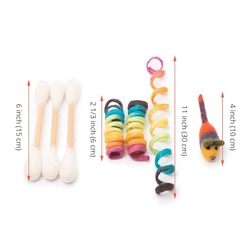 Glaciart One Indoor Catnip Cat Toy Pack - 7pc | Kitty Toys Include Wool Springs, Swabs & Mouse | for Activity, Exercise & Play | Filled w/Organic Catnip to Excite/Calm Pet | Great Gift Idea - color: Swabs & Springs & Mini Mouse