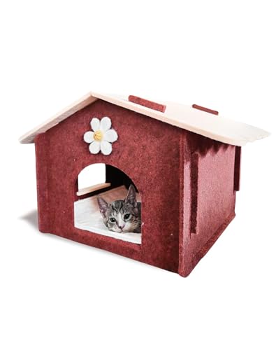 Lukamoo® Cute Cat House (Vanilla Mocha, Large) - color: Vanilla Mocha