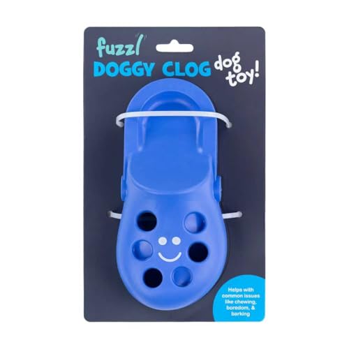 Fuzzl Shoe Dog Toy Puzzle Treat Toy – Natural Rubber Chew Toy – Durable, Interactive Enrichment Feeder – Eco-Friendly, Non-Toxic & Dishwasher Safe – Blue - style: Clog Blue