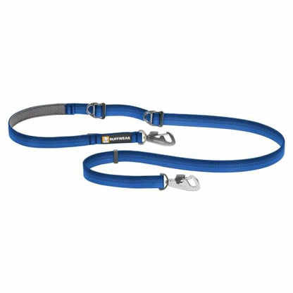 Ruffwear, Switchbak Hands‑Free Dog Leash, Adjustable 2.5–7 ft, Double‑Ended Lead with Lockable Crux Clips and Sliding V‑Rings, Waist‑Worn, Over‑Shoulder or Handheld, Blue Pool - color: Blue Pool