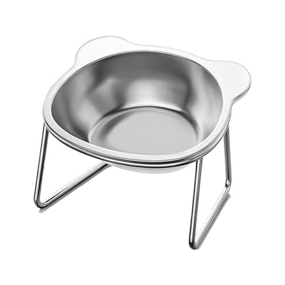 Elevated Cat Bowls, 15°Tilted Stand Whisker Friendly Raised Cat Food & Water Dishes, 5.9 inch Stainless Steel Indoor Anti-Vomiting Small Dog Bowls,Dishwasher Safe,Spine Friendly - size: 1Pack