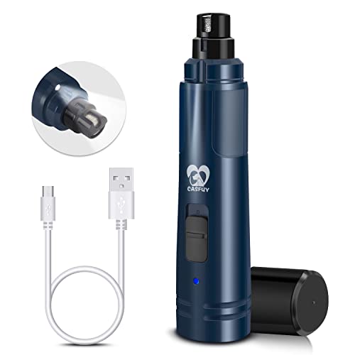 Casfuy Dog Nail Grinder with LED Light - Upgraded 2-Speed Electric Pet Nail Trimmer Powerful Painless Paws Grooming & Smoothing for Small Medium Large Dogs & Cats (Dark Blue) - color: Dark Blue