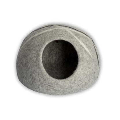 Premium Merino Wool Cat Cave Bed. Foldable, Eco-Friendly, Handmade Felt Kitten Bed and Covered Cat House (43x43cm). Hideaway Pod for Cats. Easy to Clean and Maintain. for Small to Medium cat. Gray - color: Gray
