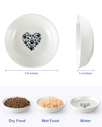 Ceramic Cat Bowl Whisker Friendly – Wide Shallow Cat Food Dish with Non-Slip Base, Dishwasher Safe Feeding Bowl for Indoor Cats - size: 1 PC aixin