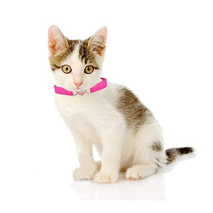 CHUKCHI Heart Bling Cat Collar with Safety Belt and Bell 8-11 Inches - color: Rose
