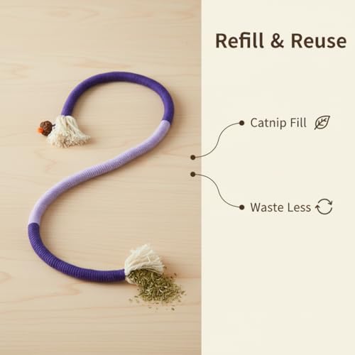 Cat Chew Rope Durable Safe : 3Pcs Natural Organic Cotton Kitten Teething Toy for Indoor Cats, Catnip-Infused Chew Toys for Interactive Boredom Relief & Teeth Cleaning