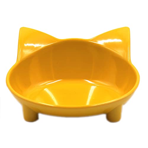 Cat Bowls, Anti-Slip Multi-Purpose Cat Food Bowl Pet Water Bowl Cat Feeding Bowl for Cats and Small Dogs (Yellow) - color: Yellow