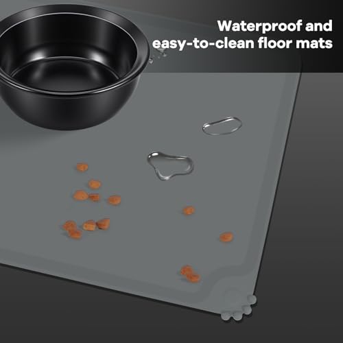 LEAWALK Upgraded Adjustable Height Cat Food Bowls Stand Ceramic Dog Bowls and Slow Feeder Cat Bowl, 15°Tilted Stand Anti Vomiting Raised for Small and Medium Sized Cats Dogs (Black (2 Bowl+Pet mat)) - color: Black ( 2 Bowl+Pet mat)