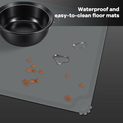LEAWALK Upgraded Adjustable Height Cat Food Bowls Stand Ceramic Dog Bowls and Slow Feeder Cat Bowl, 15°Tilted Stand Anti Vomiting Raised for Small and Medium Sized Cats Dogs (Black (2 Bowl+Pet mat)) - color: Black ( 2 Bowl+Pet mat)