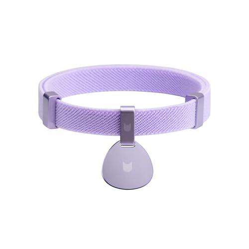 Safety Cat Collar and ID Tag Set - Elastic Quick Release, Non Breakaway Cat Collar Personalized Anodized Aluminum Engraved Pet Name Tag, Lightweight for Kitten Small Large Cat - color: Monet Purple-S, size: Pocket