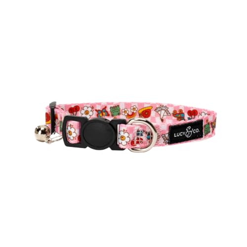 Lucy & Co. Cutie Patootie Breakaway Cat Collar with Bell – Designer Print Adjustable Safety Collar for Cats, Kittens & Small Dogs, Lightweight Pet Collar for Boy & Girl Cats – Small - color: Cutie Patootie, size: Small
