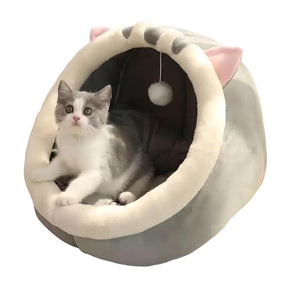 PUXING Cat Bed for Indoor Cats Cat Cave Bed Cat House Cat Tent Hideaway Pod for Indoor Cats Felt Kitten Beds Covered Cat House for Ultimate Cozy Comfort(Size:M)