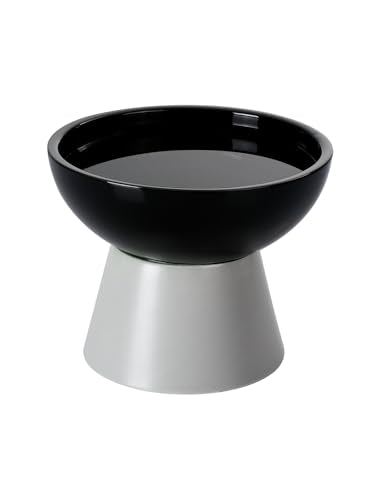 LoeJan Elevated Cat Food and Water Bowls Set, Extra Wide and Raised Ceramic Feeder, Anti-Vomit Whisker-Free Pressure Feeding Bowl for Kittens Adult Small Dogs (Black) - color: Black, size: Single (Water Bowl)