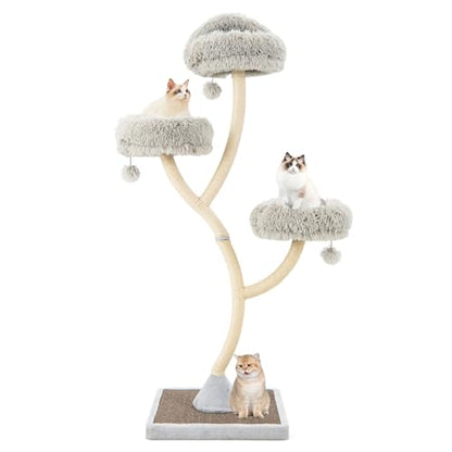 Tangkula Tall Cat Tree, 70 Inch Multi-Level Large Cat Tower with 3 Warm Perches, 3 Jingling Balls, Sisal Scratching Posts & Board, Modern Cat Tree for Indoor Cats Large Adult - color: Grey