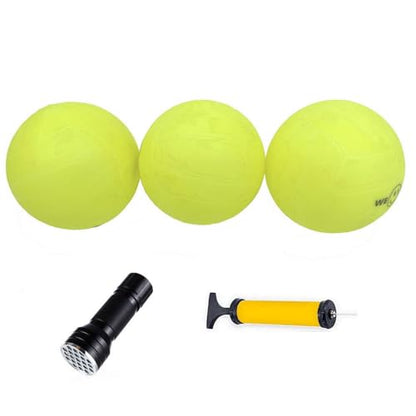 Spike Replacement Balls, Roundnet Game Extra Balls, Glow in The Dark Ball, Lawn Beach Water Pool, Yard Pong Bucket Toss Game Ball - Play at Night, Light Up for 20-30 Minutes - style: 3x Glow Balls with Pump & UV Flashlight