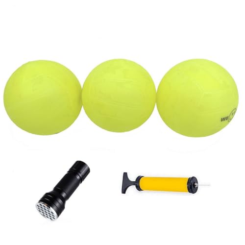 Spike Replacement Balls, Roundnet Game Extra Balls, Glow in The Dark Ball, Lawn Beach Water Pool, Yard Pong Bucket Toss Game Ball - Play at Night, Light Up for 20-30 Minutes - style: 3x Glow Balls with Pump & UV Flashlight
