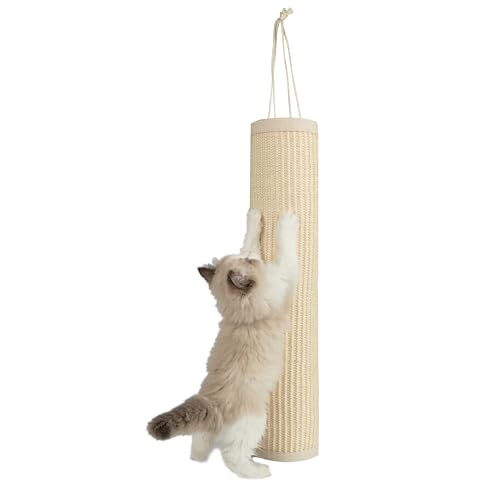 Best Pet Supplies Catify Cat Scratcher, Fun Interactive Scratchers, Posts, Poles, Claw Safe, Furniture Saver Indoor Play Support Natural Cat Behaviors Heavy Duty - Log (Cream), 22 x 17.28 - color: Beige Log