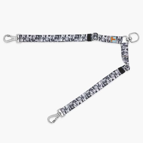 Dog Friendly Co. Leash Splitter | Walk Two Dogs | Complete Control - 360° Swivel, Tangle Free, Adjustable Length, Reflective Webbing, Heavy Duty Clips (Grey Camo) - color: Grey Camo