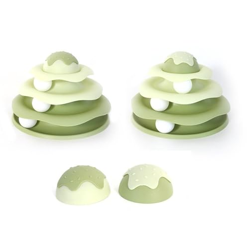Cat Ball Track Toy, Cat Ball Tower, Multi-Level Design Cat Ball Track Toy, 3 in 1 Automatic Interactive Kitten Toy, Easy to Disassemble, Easy to Clean, Meet Your Cat's Exercise Needs (Green) - color: Green