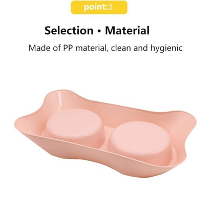 Double Dog Bowl, Stainless Steel Double Bowl, Anti-Slip, Anti-Spill and Removable(Pink-Medium)