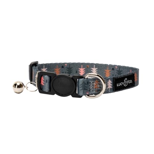 Lucy & Co. Take a Hike Breakaway Cat Collar with Bell – Designer Print Adjustable Safety Collar for Cats, Kittens & Small Dogs, Lightweight Pet Collar for Boy & Girl Cats – Large - color: Take a Hike, size: Large