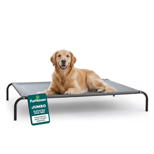 FurHaven Elevated Dog Bed, Cooling Raised Pet Cot with Breathable Mesh, Durable Steel Frame, Indoor/Outdoor Use, Easy Assembly, Jumbo XL, Nylon Mesh with Steel Frame, Graphite Gray - color: Graphite Gray, size: Jumbo