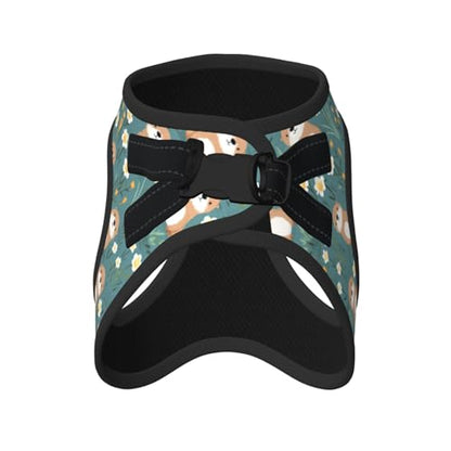 Flowers Otters Pet Harness Escape Proof Dog Harness Adjustable Mesh Padded Reflective Dog Vest Harness and Leash Set Large - color: Style 10, size: Large