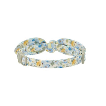 2 Pack Cotton Cat Collar, Removable Bowtie, Floral Pattern, Safety Breakaway Clasp, Adjustable for Cats.(Adult Cat, Blue Daisy and Floral) - color: Blue+Blue
