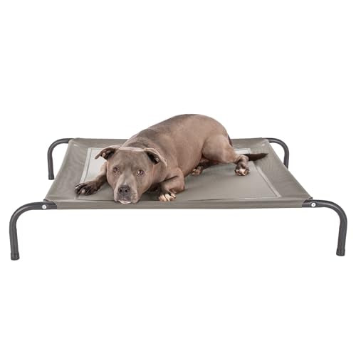 FurHaven Elevated Pet Cots - Cooling & Breathable Nylon Mesh Hammock for Dogs/Easy-to-Assemble / / Durable and Reinforced/Perfect for Rest & Relaxation Outdoors - Graphite Gray, Medium - color: Graphite Gray, size: Medium