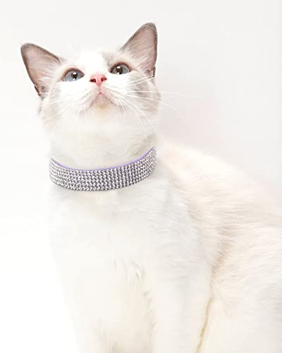 Dog Collar for Small Dogs, Adjustable Leather Suede Bling Dog Collars，Purple Dog Collar Cat Collar, Rhinestone Dog Collar (XS, Purple) - color: purple, size: XS