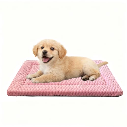 Dog Bed Crate Mat, Soft Durable Washable Anti-Slip Kennel Pad for Dogs & Cats, Reversible (Pink, S(24"*18"*1.5")) - color: Pink, size: S(24"*18"*1.5")