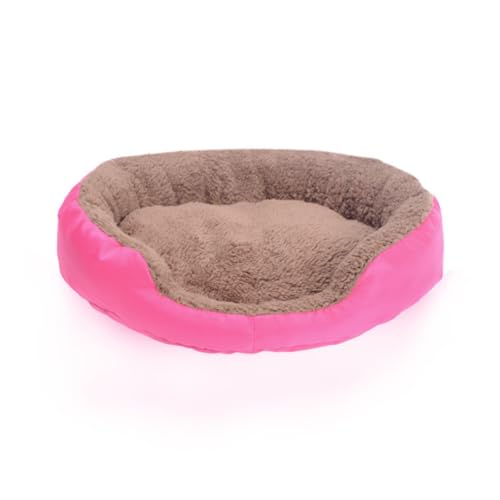 Round Cat Bed - Soft Plush Faux Fur Pet Mat, Washable & Durable, Anti-Slip Waterproof Bottom, Perfect for Small Dogs, Cats, Kittens & Puppies - color: Red