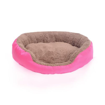 Round Cat Bed - Soft Plush Faux Fur Pet Mat, Washable & Durable, Anti-Slip Waterproof Bottom, Perfect for Small Dogs, Cats, Kittens & Puppies - color: Red