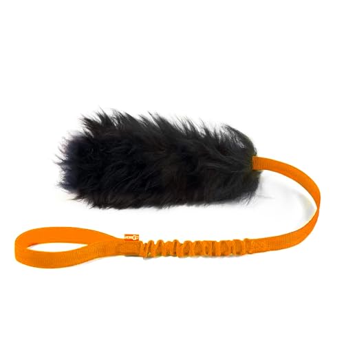 Dog Rope Toy,Dog Bungee Chaser Toy 100% Sheepskin,Sheep Smell Tug Toy for All Breeds (Orange, Short Without Ball) - color: Orange, size: Short Without Ball