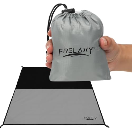 Frelaxy Pocket Picnic Blanket, Waterproof Sandproof Beach Mat, Compact Camping Tarp for Festivals, Hiking, Travel, Outdoor Recreation (Grey, 57'' x 60'') - color: Grey, size: 57'' x 60''