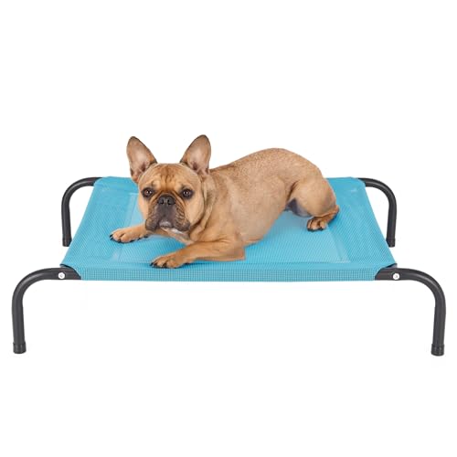 FurHaven Elevated Pet Cots - Cooling & Breathable Nylon Mesh Hammock for Small Dogs & Cats/Easy-to-Assemble / / Durable and Reinforced/Perfect for Rest & Relaxation Outdoors - Capri Blue, Small - color: Capri Blue, size: Small