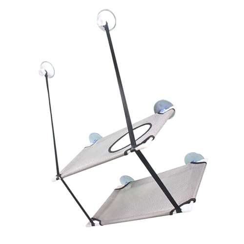 FILFEEL Cat Hammock Double Layer Hanging Installation with Strong Suction Cup Soft Window Perch for Cats (Gray) - color: Gray