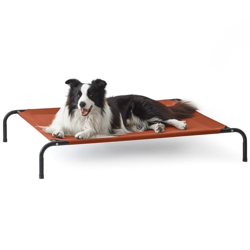 Love's cabin Elevated Cooling Dog Bed for Large Dogs, Portable Indoor & Outdoor Raised Pet Dog Cat Cot, Durable Summer Frame with Breathable Mesh, Terracotta, 48 inches - color: Terracotta