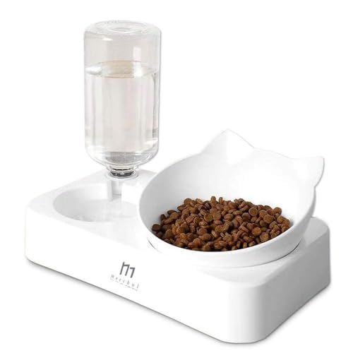 Cat Bowls, Pet Food Bowls, 15° Tilted Cat Bowl for Indoor Cats, Dog Food and Water Bowl Set