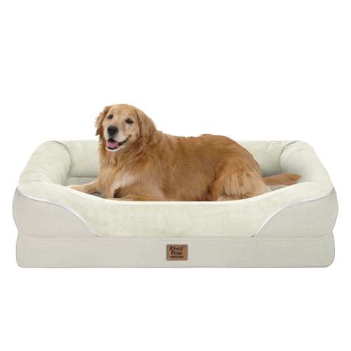 Orthopedic Removable Large Dog Bed -XL Large Dog Beds with Washable Cover and Removable Bolsters Non-Slip Bottom & Waterproof Pet Bed Sofa for Big Size Dogs - color: Beige, size: XL-large (42"L x 30"W x 7.5"Th)