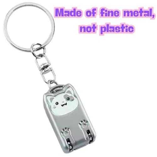 Mini Nail Clippers Keychain, Cute Cat Nail Clipper, Small Foldable Portable Travel Size, Cutie Kitten, Compact Pocket Folding Nail Cutter Keyring (Silver) - color: Silver