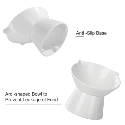 Detachable Elevated Cat Bowls, 15° Tilted Raised Cat Food Bowl Anti-Vomiting, Whisker Friendly, Adjustable Pet cat Dishes for Protecting Spine, Adult Kitten (White) - color: White