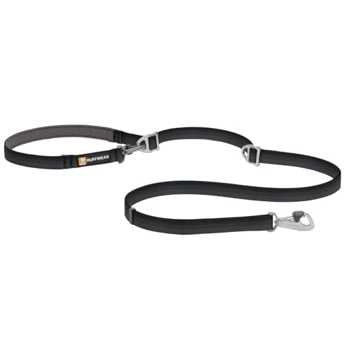 Ruffwear, Switchbak Hands‑Free Dog Leash, Adjustable 2.5–7 ft, Double‑Ended Lead with Lockable Crux Clips and Sliding V‑Rings, Waist‑Worn, Over‑Shoulder or Handheld, Basalt Gray - color: Basalt Gray