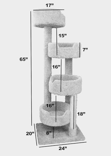 New Cat Condos 190209 Large Cat Tower with 4 Easy to Access Spacious Perches, - color: Tan