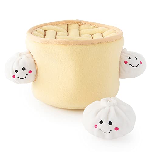 ZippyPaws Burrow- Interactive Dog & Puppy Toys for Boredom, Stimulating Pet Products to Keep Them Busy, Hide & Seek Plush Dog Puzzles, Enrichment Squeaky Toy, for Small & Medium Dogs- Soup Dumplings - style: Soup Dumplings