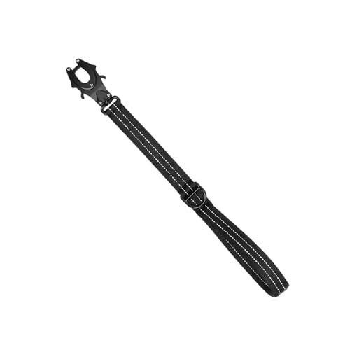 ICEFANG Short Dog Leash 18 Inch Reflective Nylon Traffic Leash with Padded Handle,Heavy Duty Auto Lock Swivel Clip for Medium Large Dogs No Pull Training Walking (Black, 18 Inch) - color: Black, size: 18 Inch