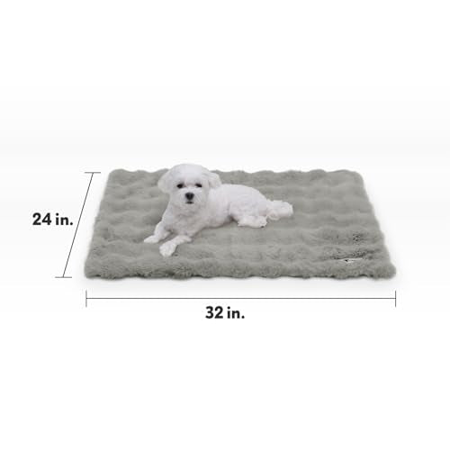 Paw Inspired Waterproof Dog Blanket, Soft Faux Fur Throw with Fur-Resistant Fleece, Washable Pet Blanket, Waterproof Protection for Couch, Bed, Furniture, Crate, Car (32x24, Gray) - color: Gray, size: 32x24"